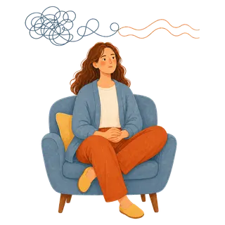 A person finding calm as tangled thoughts begin to settle