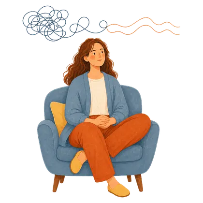 A person finding calm as tangled thoughts begin to settle