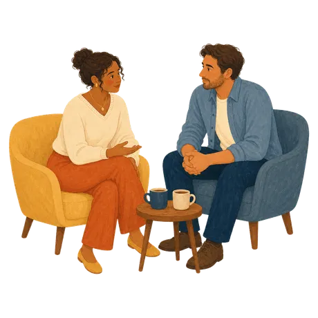 A couple speaking with a therapist in a counseling session