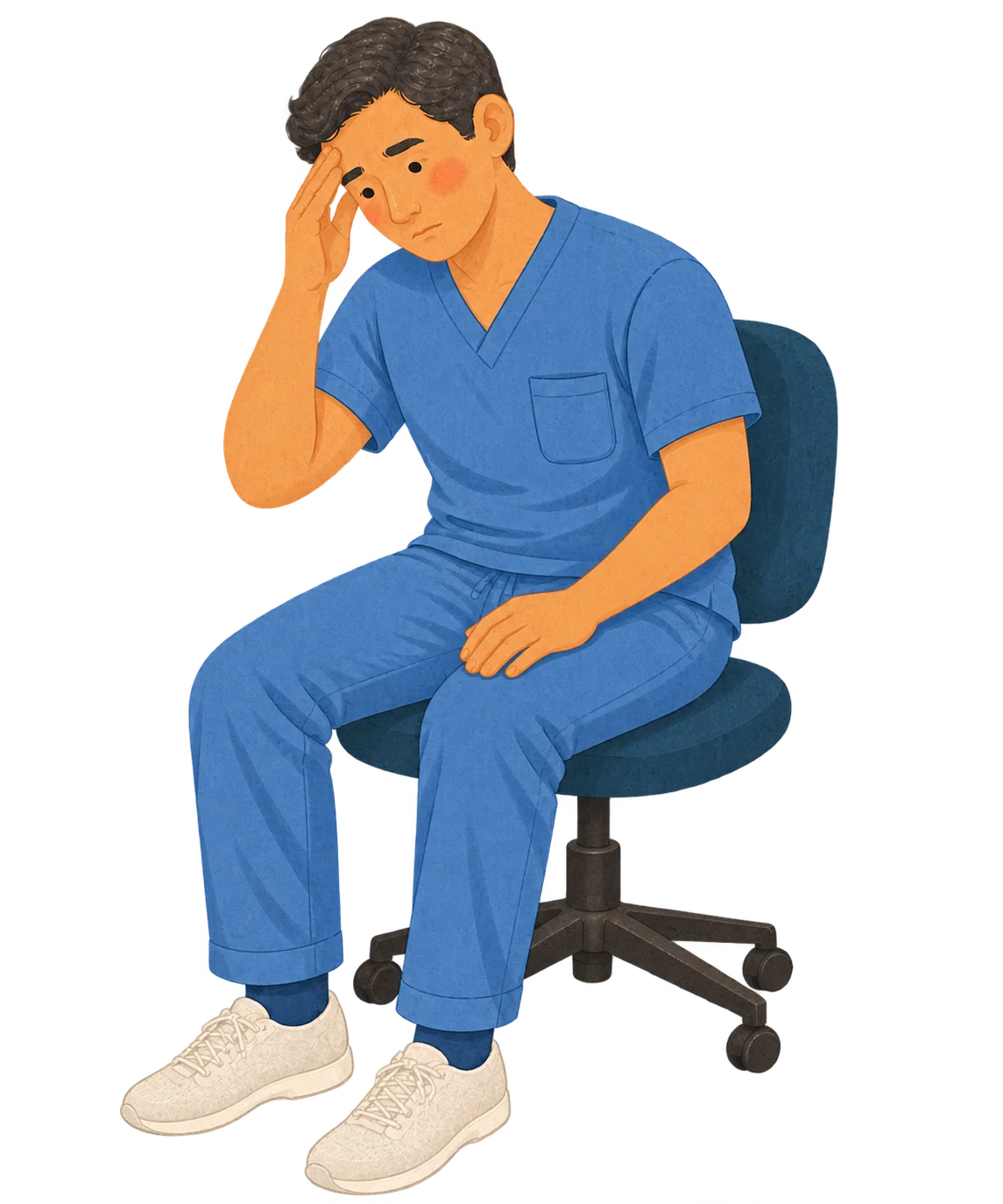 An adult pausing after a demanding workday