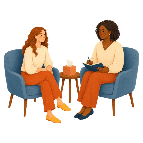 A client in a warm individual therapy session with a therapist