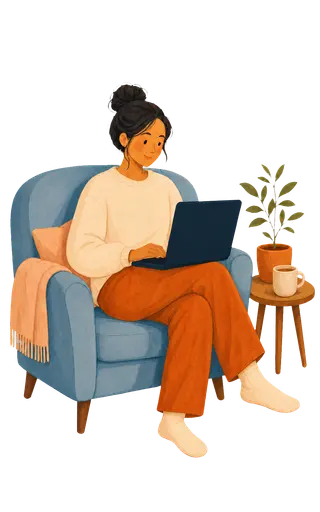 A client connecting with a therapist through secure online therapy