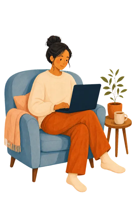 A client connecting with a therapist through online therapy