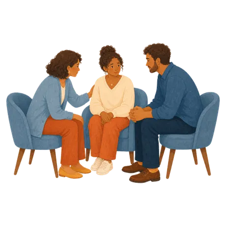 Family members beginning a supported conversation together