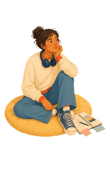 A teen seated comfortably in a reflective moment