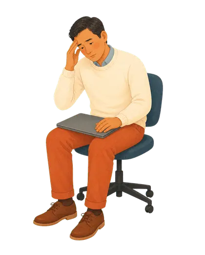 An adult pausing to reflect on workplace stress